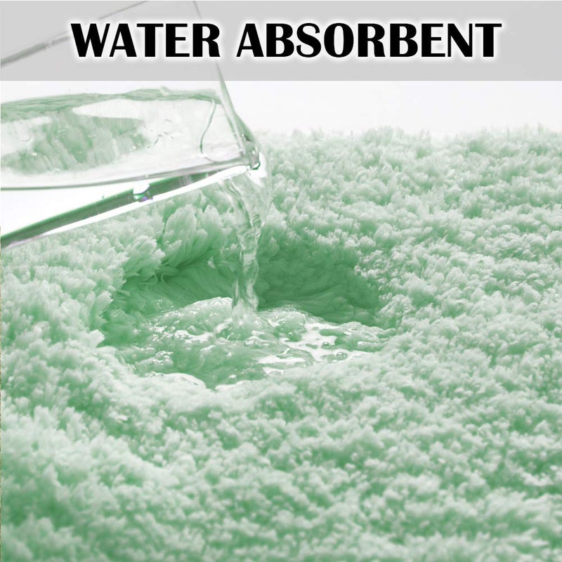 Suchtale Bathroom Contour Rug Non Slip Bath Mat Water Absorbent Soft Microfiber Shaggy Bathroom Mat Machine Washable Bath Rug for Bathroom Thick Plush U Shape Toilet Rug (20 x 24, Pale Green) - Image 3